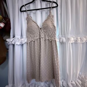 Faded Rose Beige/Nude Lacy Mini Dress / Free People DUPE